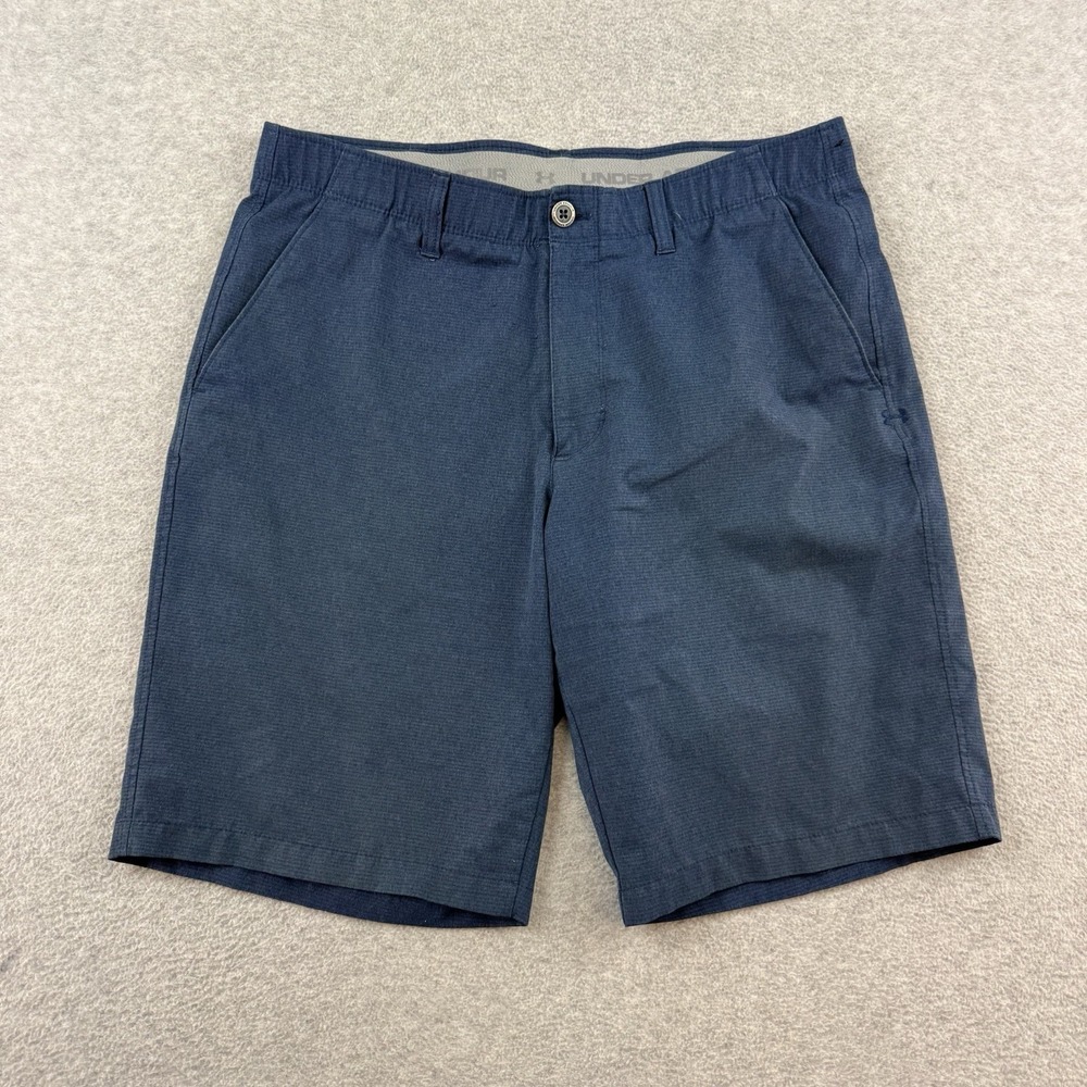 Under Armour UA Golf Shorts Men's Blue Flat Front Chino Size 36 Stretch Active‎